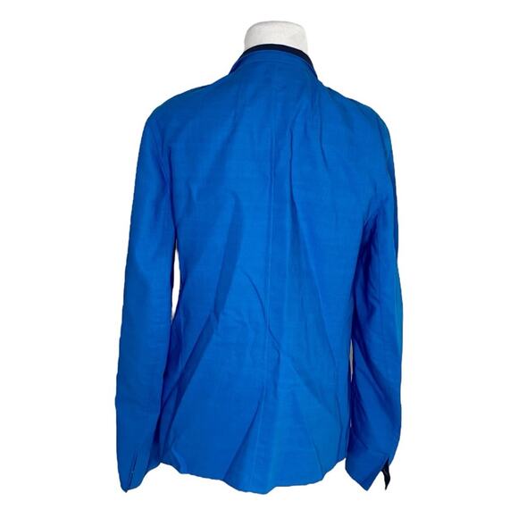 AKRIS Reversible Jacket Blazer Blue Green Cotton Mulberry Silk Size US 8 - Picture 3 of 5